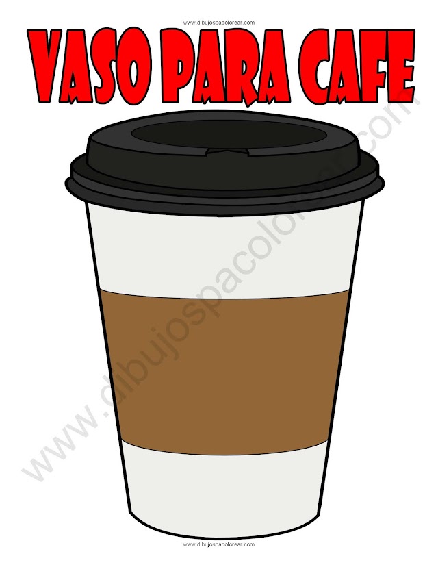 Vaso para café dibujo a color y para colorear